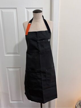 hedley & bennett Black Apron with Orange Accent Patch NWOT
